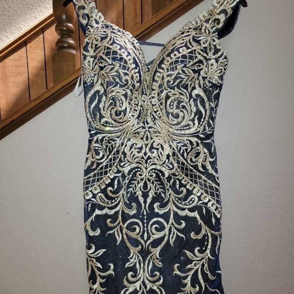 Elegant Black and Gold Embroidered Dress